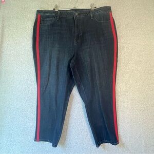 Talbots High Waist Flawless Ankle Jeans 22WP Dark Wash Red Side Stripe #CC